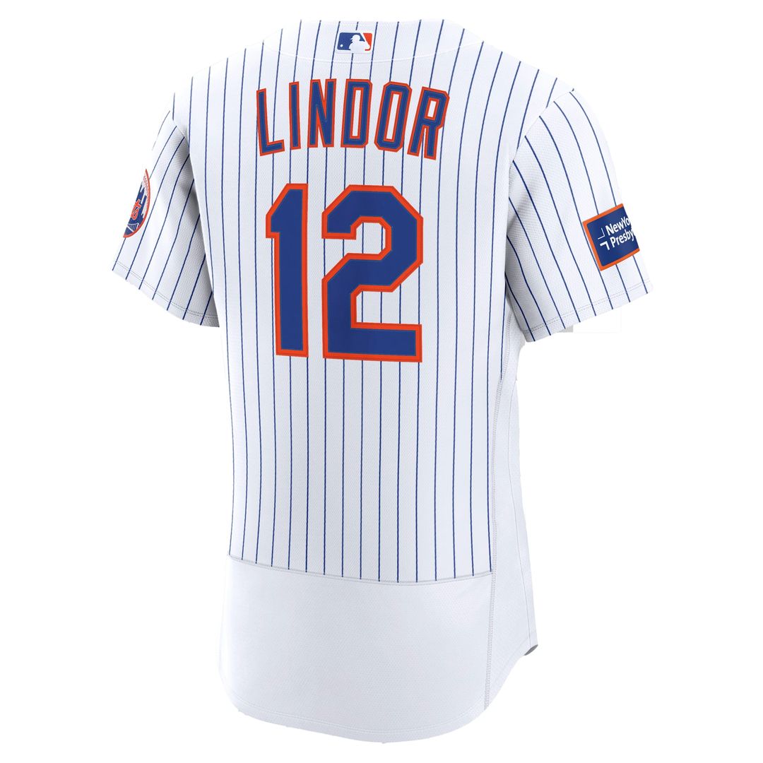 New York Mets Nike Francisco Lindor Home Authentic Sponsor Patch Baseball Jersey - White