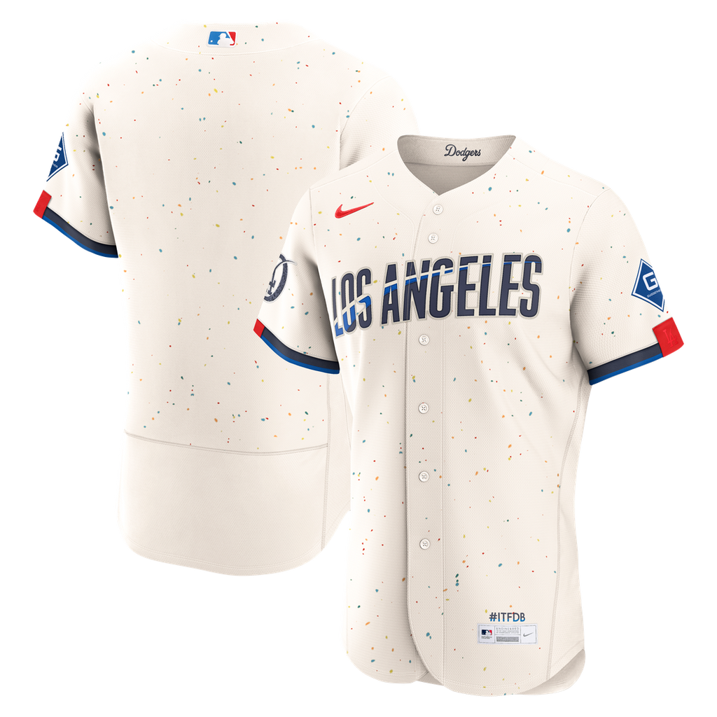 Los Angeles Dodgers Nike City Connect Authentic Sponsor Patch Baseball Jersey - Cream