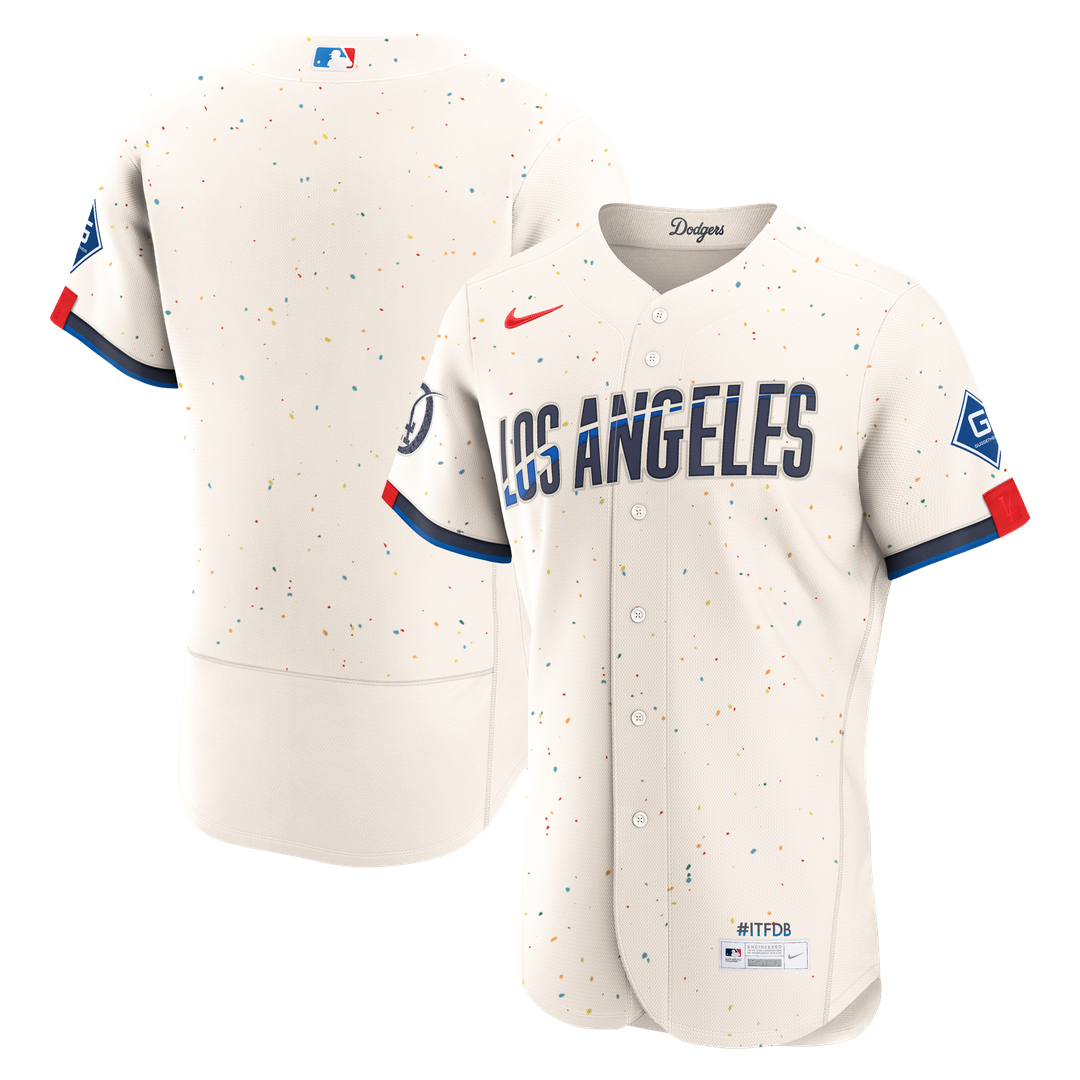 Los Angeles Dodgers Nike City Connect Authentic Sponsor Patch Baseball Jersey - Cream