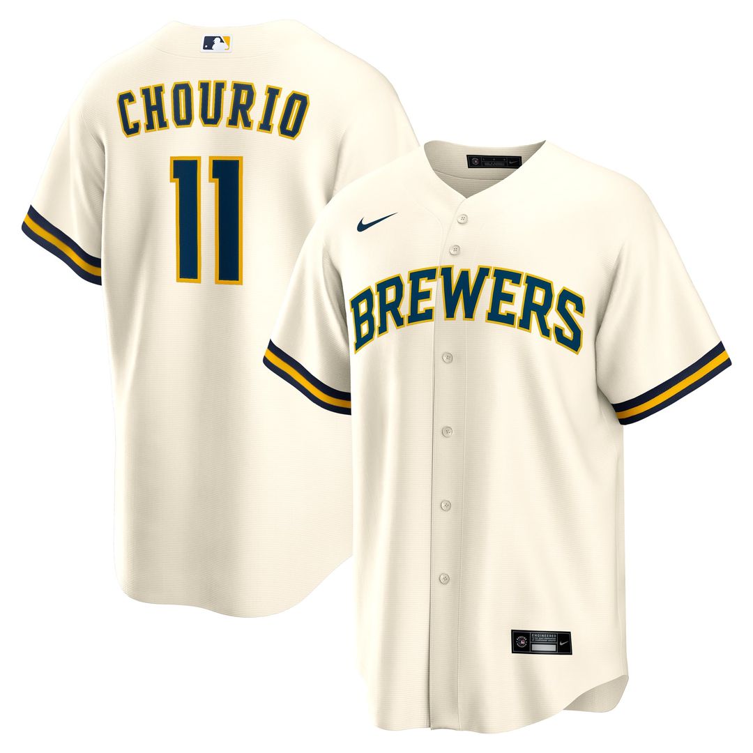 Milwaukee Brewers Nike Jackson Chourio Home Replica Baseball Jersey - Cream
