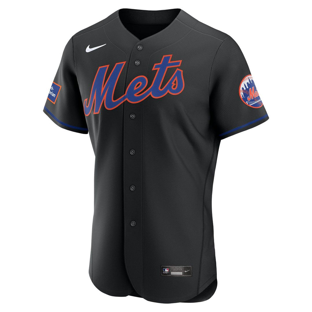 New York Mets Nike Alternate Sponsor Patch Authentic Baseball Jersey - Black