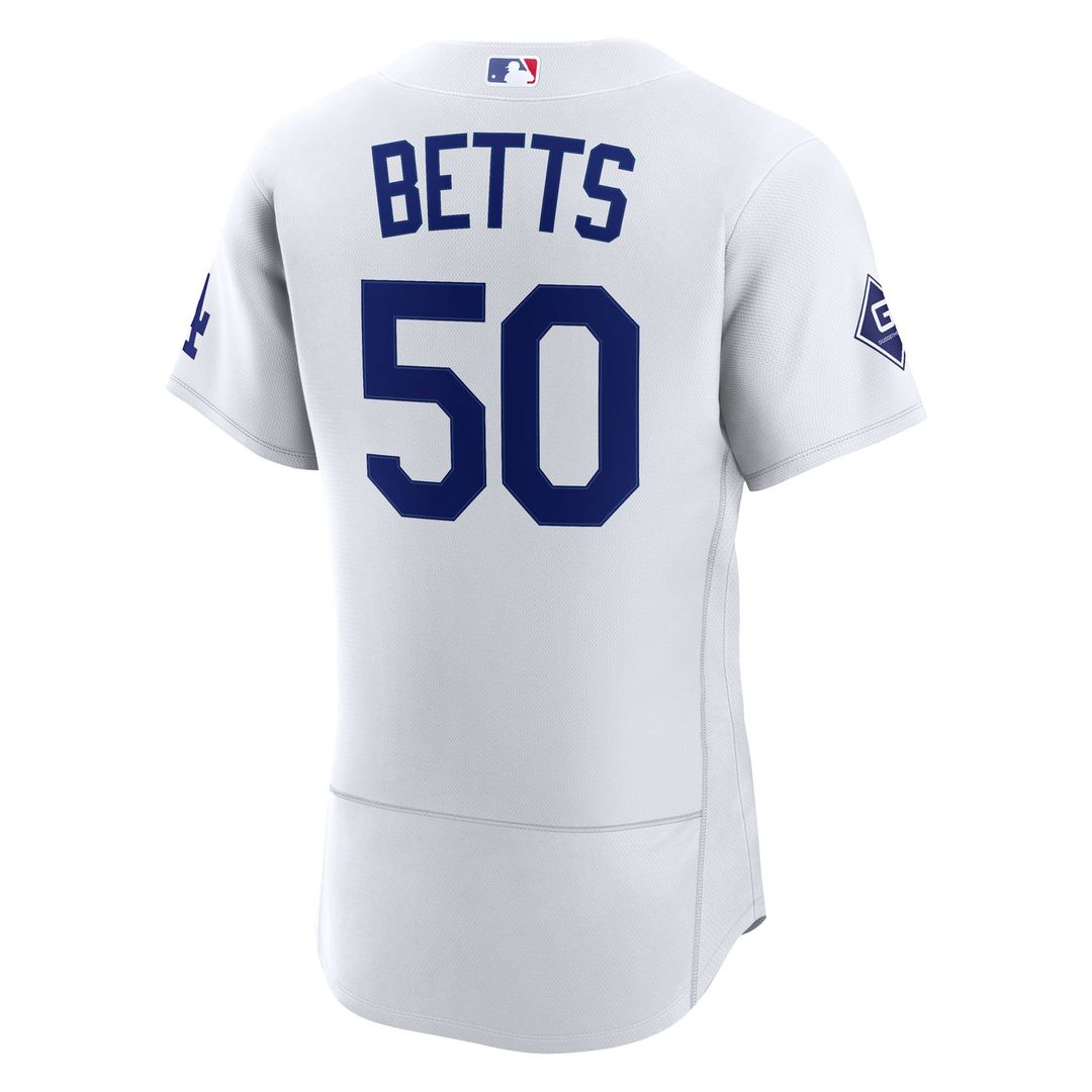 Los Angeles Dodgers Nike Mookie Betts Home Authentic Sponsor Patch Baseball Jersey - White