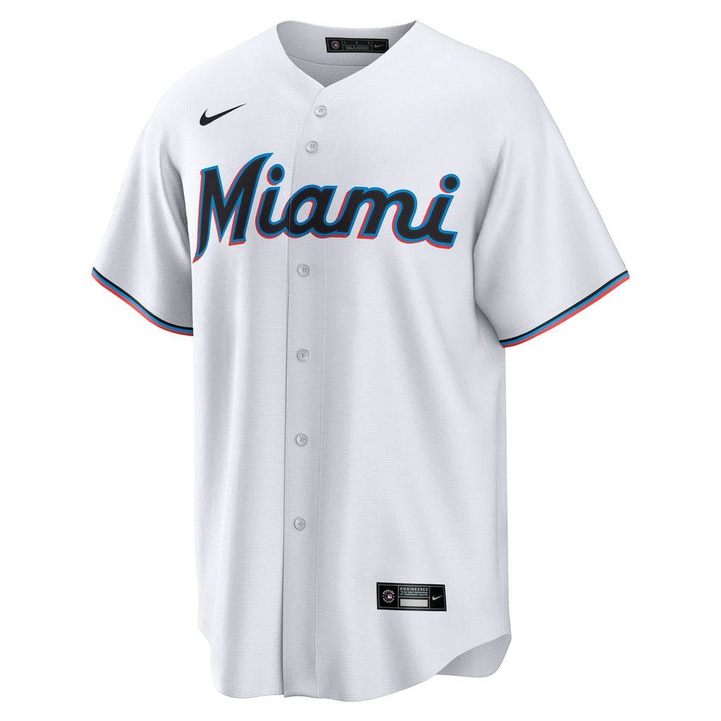 Miami Marlins Nike #1 Dad Home Replica Baseball Jersey - White