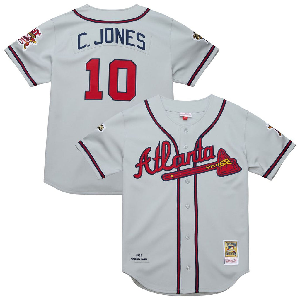 Atlanta Braves Mitchell & Ness Chipper Jones 1995 Throwback Authentic Baseball Jersey - Gray