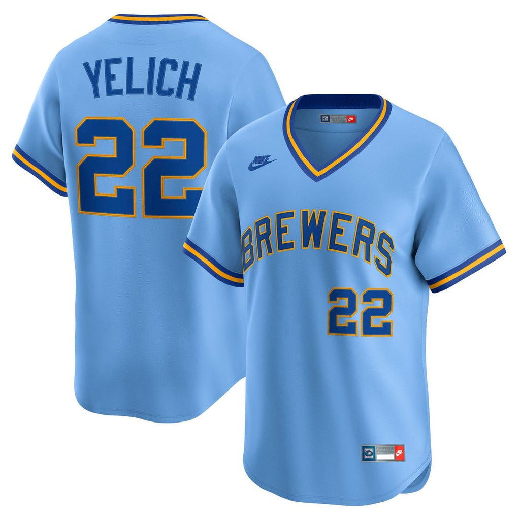 Milwaukee Brewers Nike Christian Yelich Cooperstown Collection Limited Baseball Jersey - Powder Blue