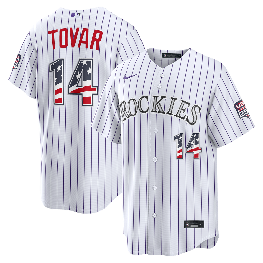 Colorado Rockies Nike Fourth of July Ezequiel Tovar USA 250 Stadium Baseball Jersey - White