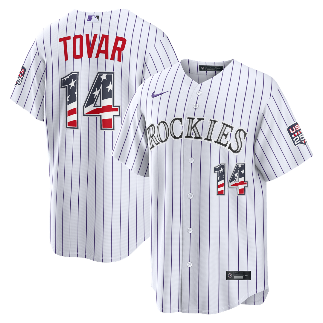 Colorado Rockies Nike Fourth of July Ezequiel Tovar USA 250 Stadium Baseball Jersey - White