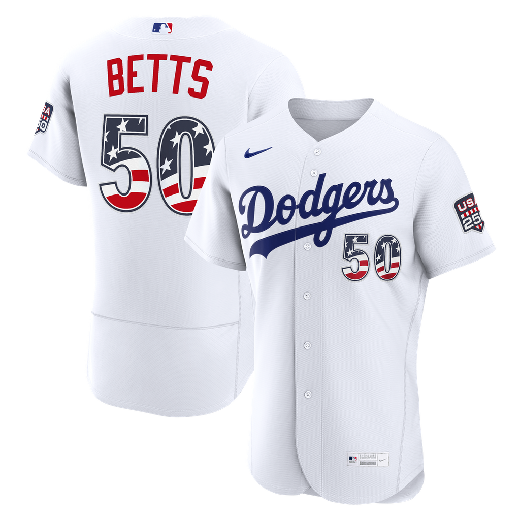 Los Angeles Dodgers Nike Fourth of July Mookie Betts USA 250 Authentic Baseball Jersey - White