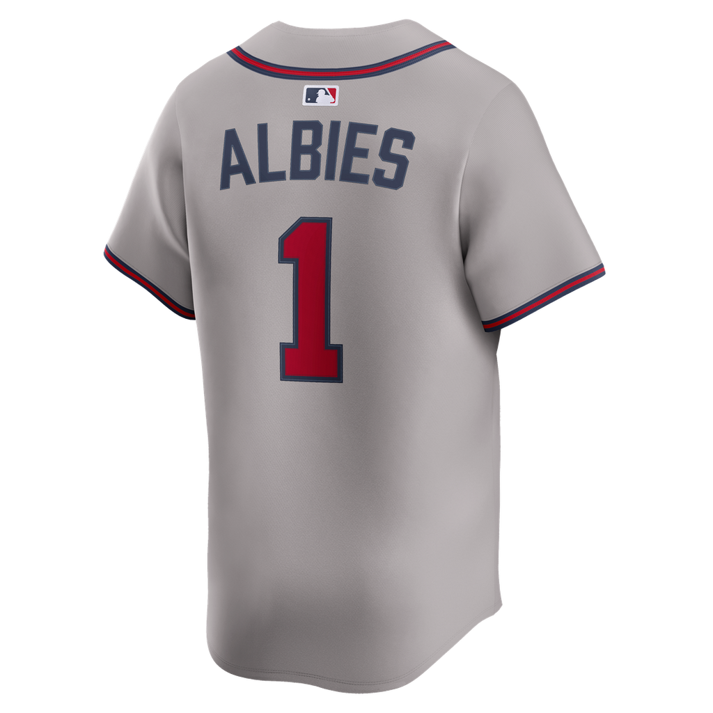 Atlanta Braves Nike Ozzie Albies Road Limited Baseball Jersey - Gray