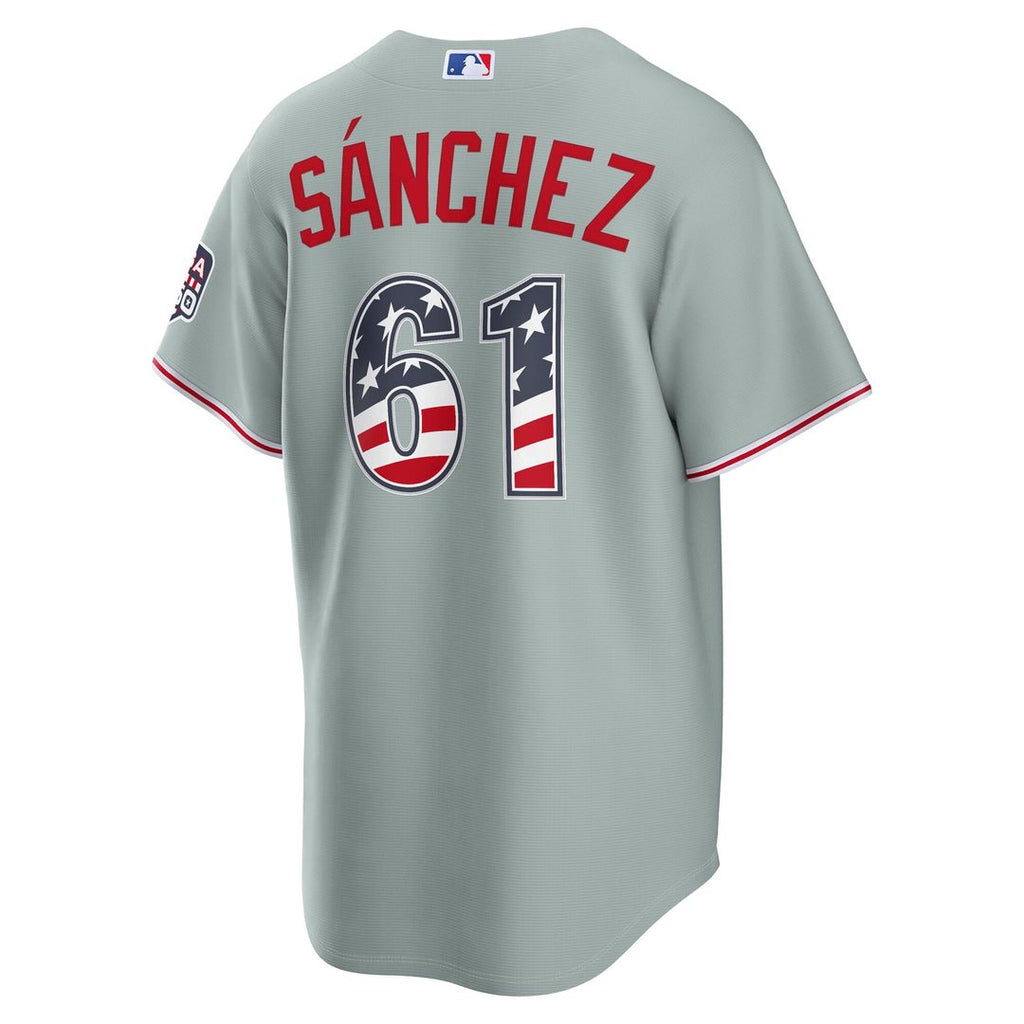 Philadelphia Phillies Nike Fourth of July Cristopher Sanchez USA 250 Stadium Baseball Jersey - Gray
