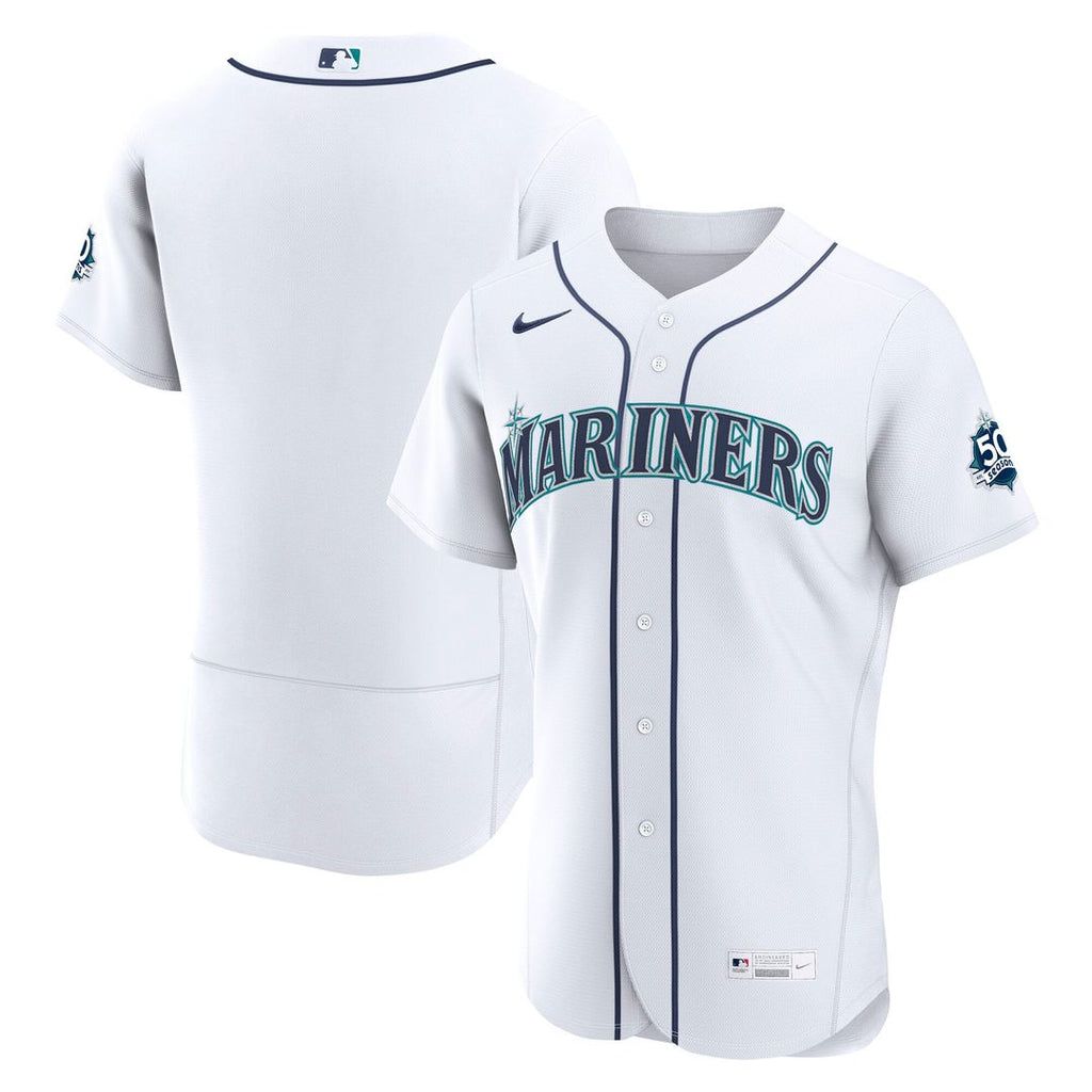 Seattle Mariners Nike 50th Anniversary Patch Home Authentic Baseball Jersey - White