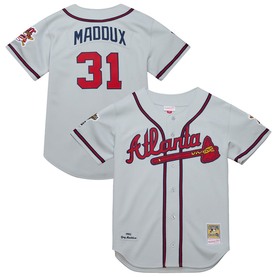 Atlanta Braves Mitchell & Ness Greg Maddux 1995 Throwback Authentic Baseball Jersey - Gray
