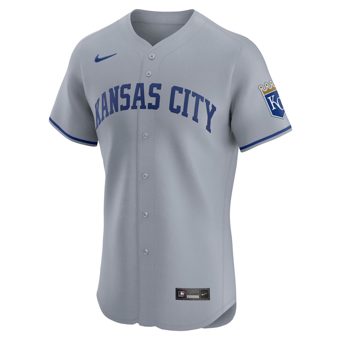 Kansas City Royals Nike Road Vapor Premier Elite Patch Baseball Jersey - Gray