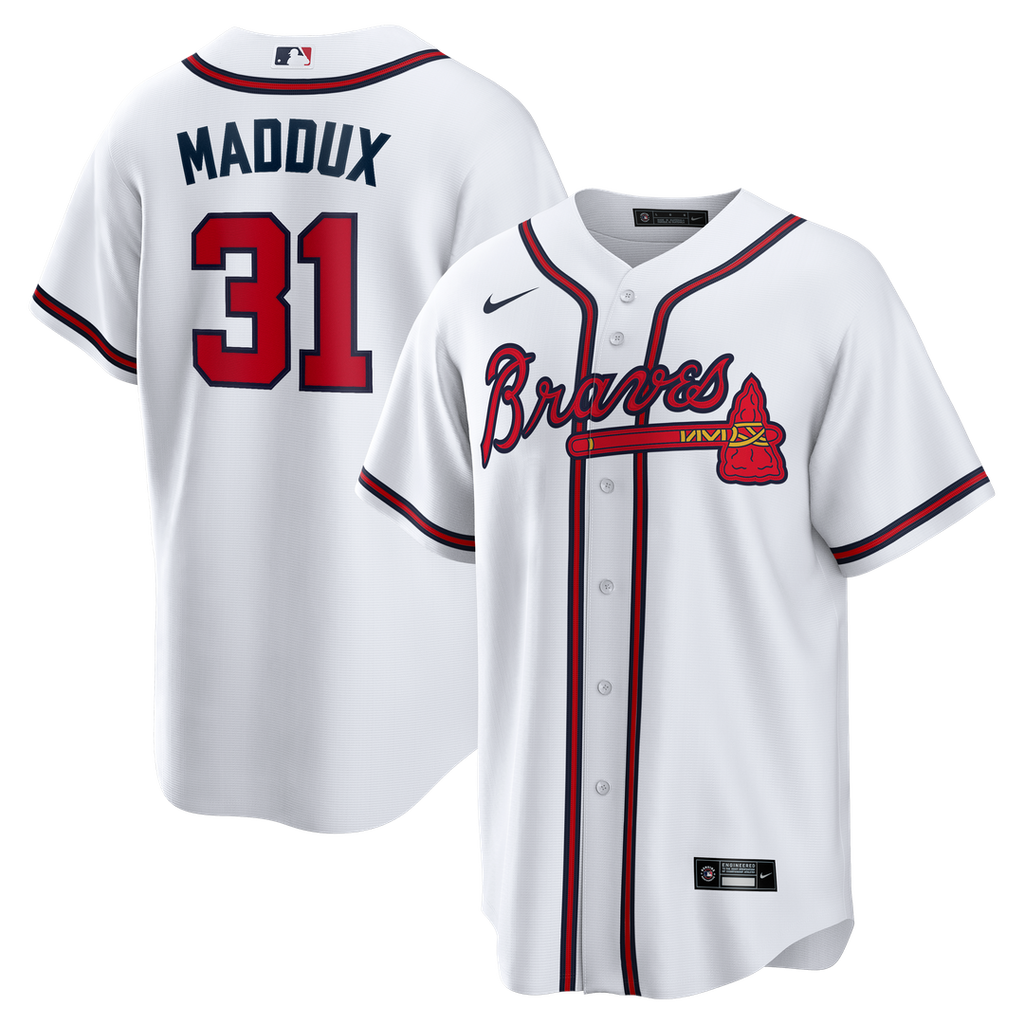 Atlanta Braves Nike Greg Maddux Home Retired Player Replica Baseball Jersey - White