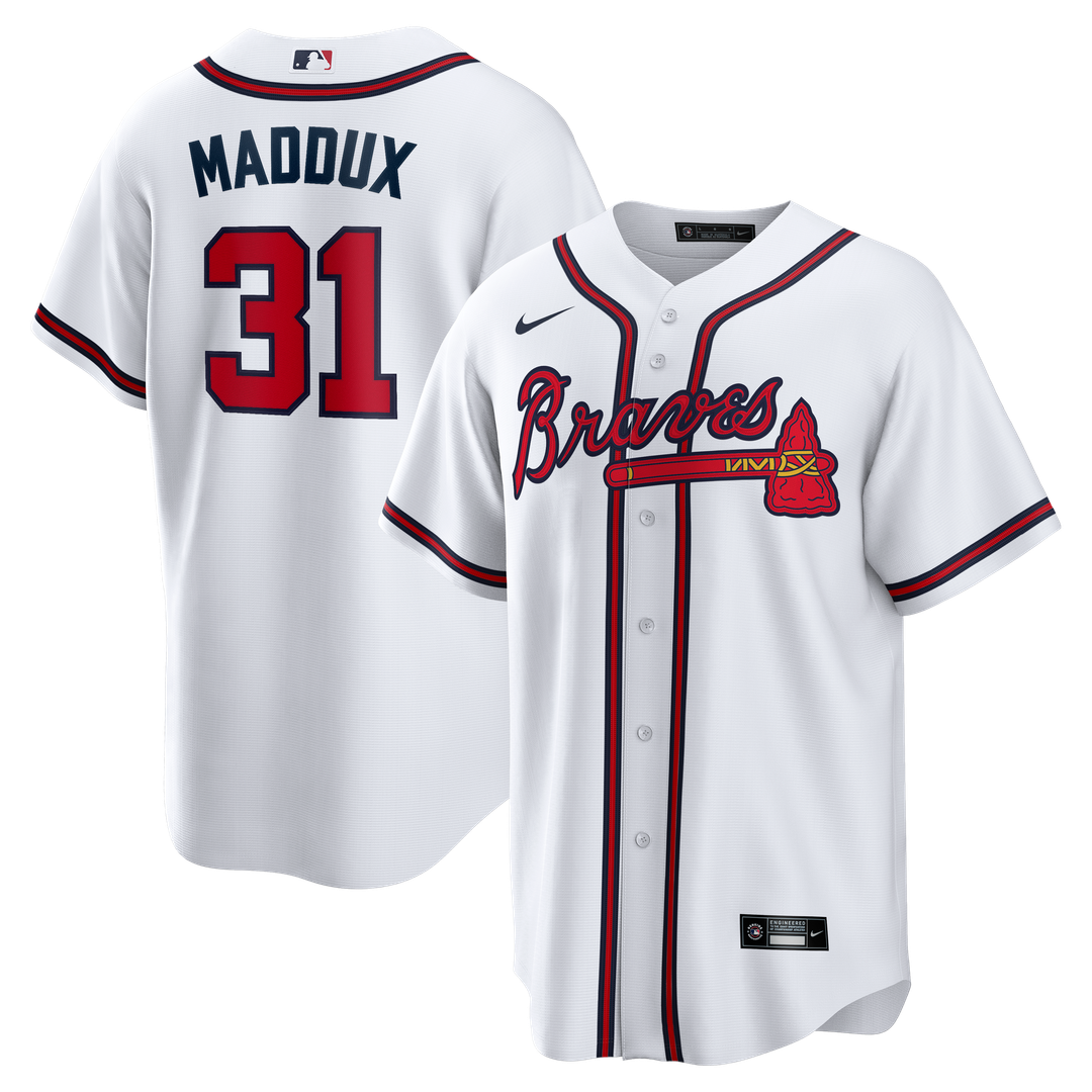 Atlanta Braves Nike Greg Maddux Home Retired Player Replica Baseball Jersey - White