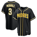 San Diego Padres Nike Jackson Merrill Fashion Replica Black Out Baseball Jersey
