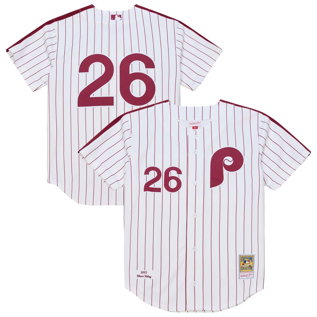 Philadelphia Phillies Mitchell & Ness Chase Utley 2003 Cooperstown Collection Authentic Baseball Jersey - White