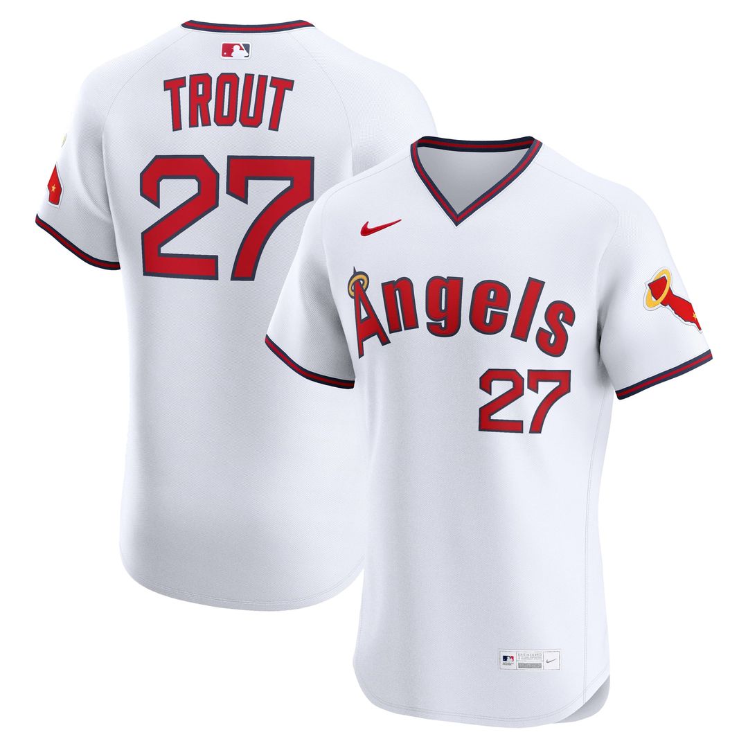 Los Angeles Angels Nike Mike Trout Alternate 2 Elite Baseball Jersey - White