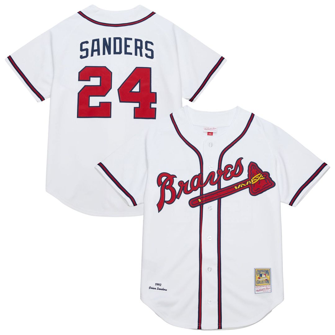 Atlanta Braves Mitchell & Ness Deion Sanders Cooperstown Collection 1992 Authentic Baseball Jersey - White