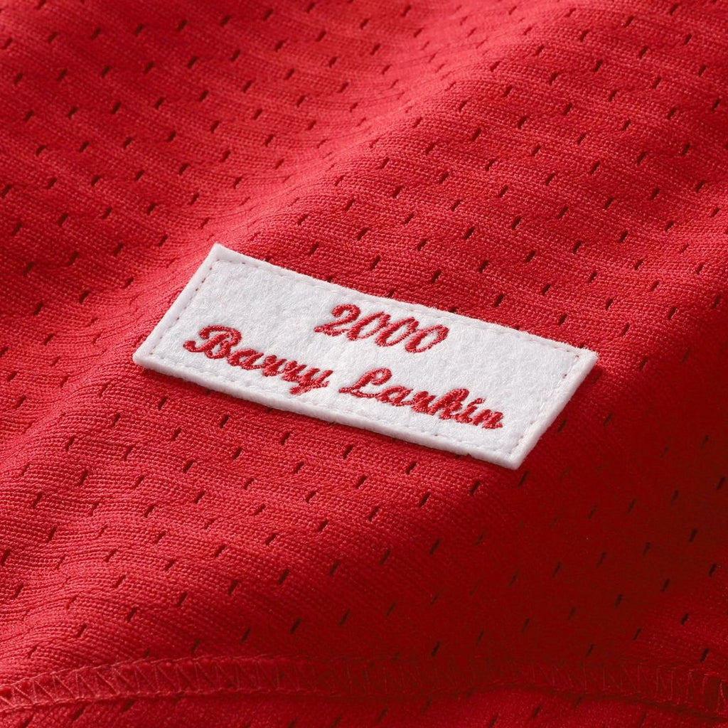 Cincinnati Reds Mitchell & Ness Barry Larkin Cooperstown Collection Mesh Batting Practice Button-Up Baseball Jersey - Black