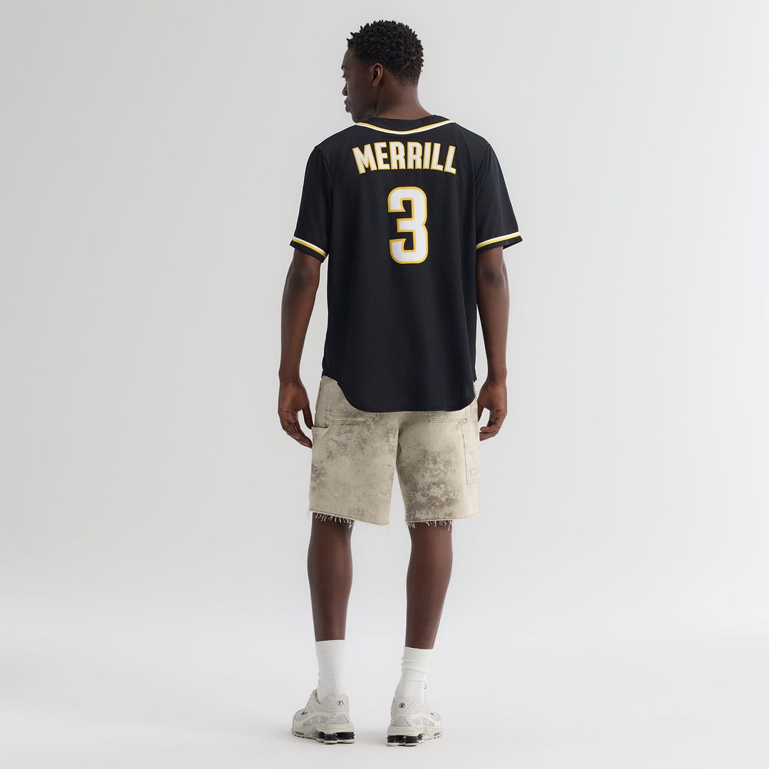 San Diego Padres Nike Jackson Merrill Fashion Replica Black Out Baseball Jersey