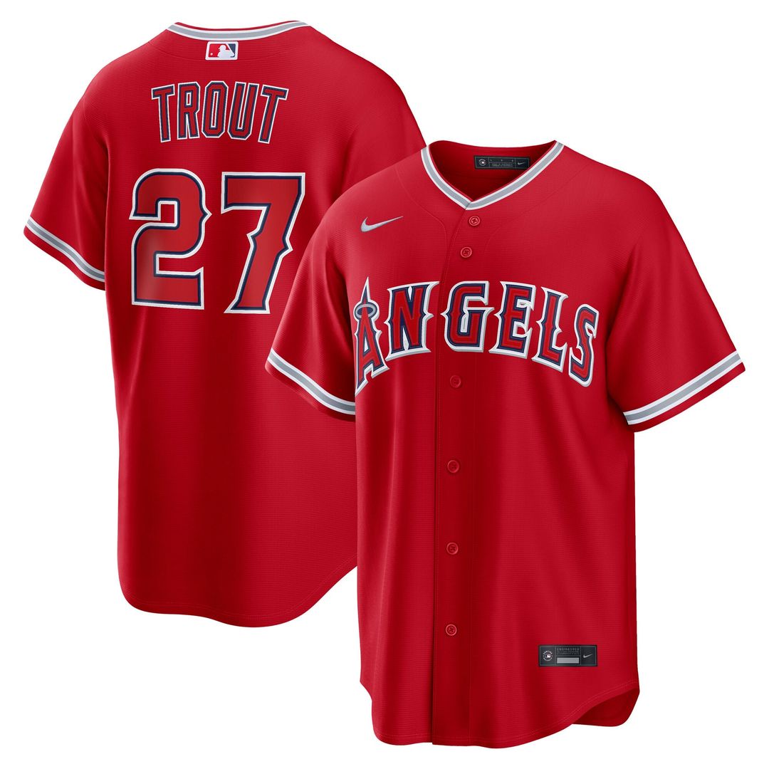 Los Angeles Angels Nike Mike Trout Road Replica Baseball Jersey - Gray