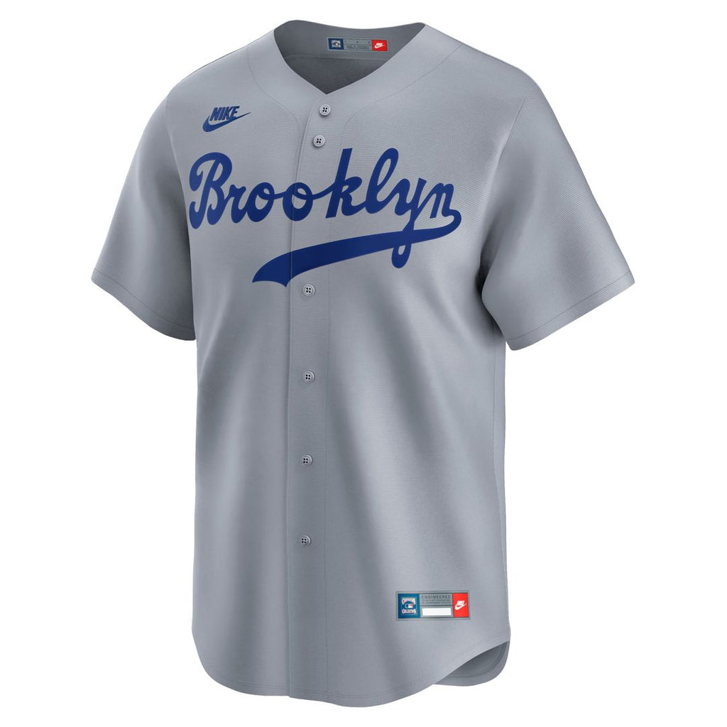 Brooklyn Dodgers Nike Jackie Robinson Throwback Cooperstown Collection Limited Baseball Jersey - Gray