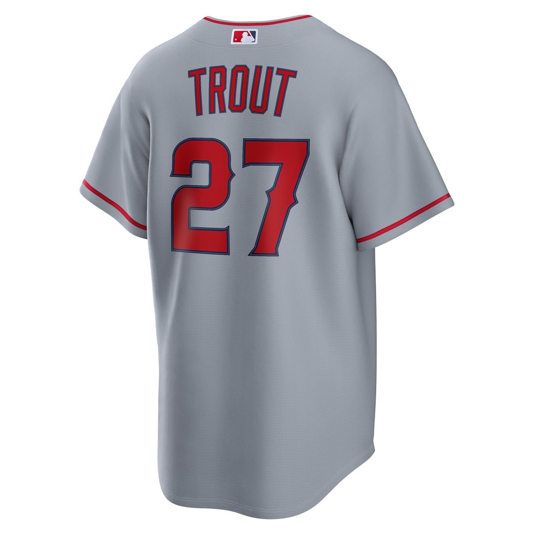 Los Angeles Angels Nike Mike Trout Road Replica Baseball Jersey - Gray