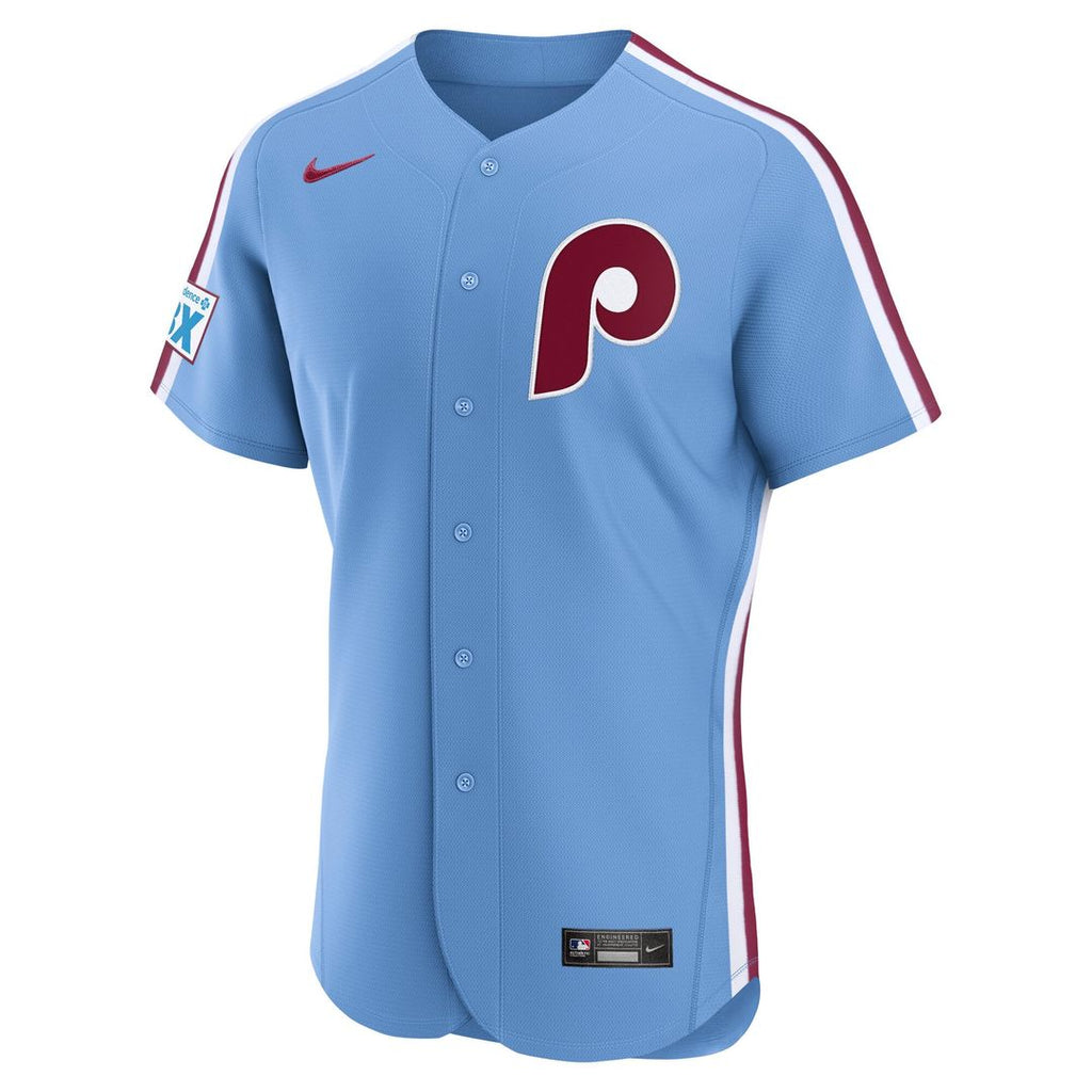 Philadelphia Phillies Nike Alternate Sponsor Patch Authentic Baseball Jersey - Light Blue
