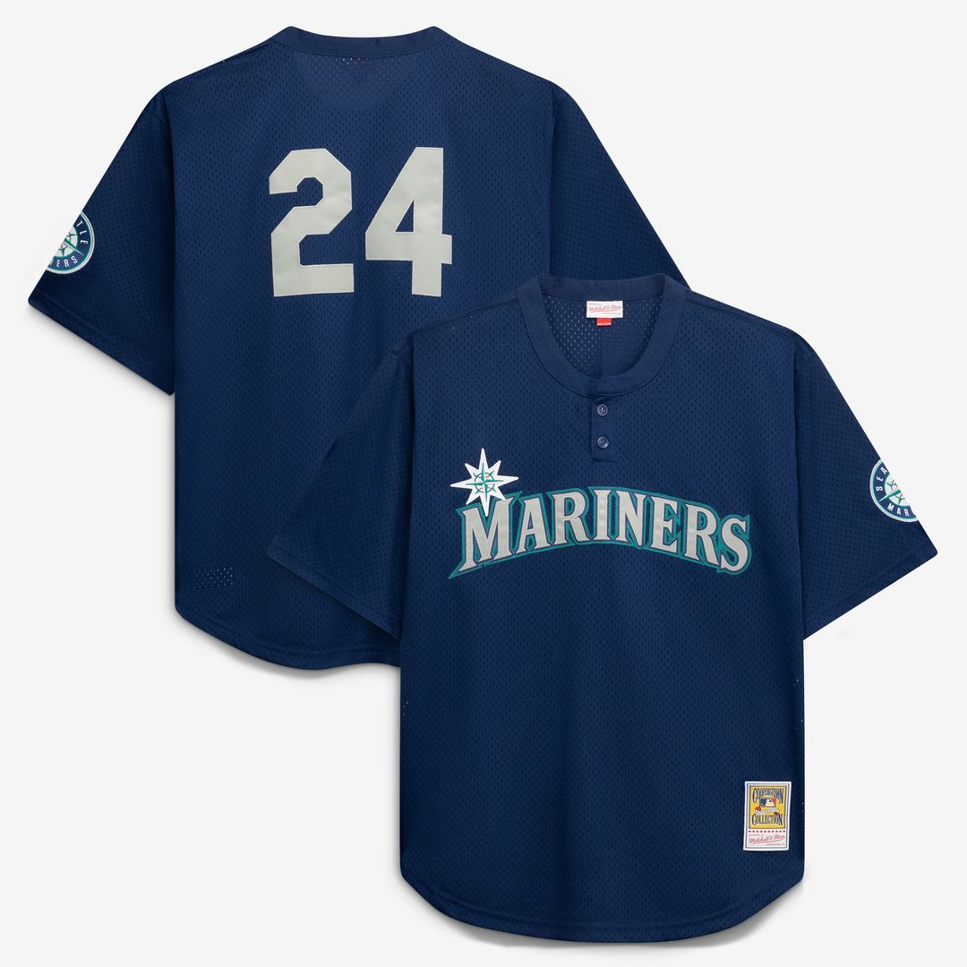 Seattle Mariners Mitchell & Ness Big & Tall Cooperstown Collection Mesh Batting Practice Baseball Jersey - Navy