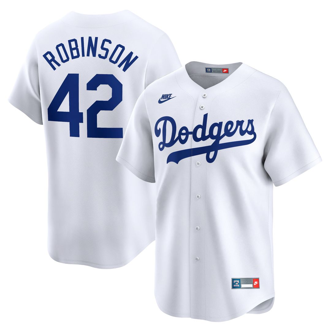 Brooklyn Dodgers Nike Jackie Robinson Throwback Cooperstown Collection Limited Baseball Jersey - Gray